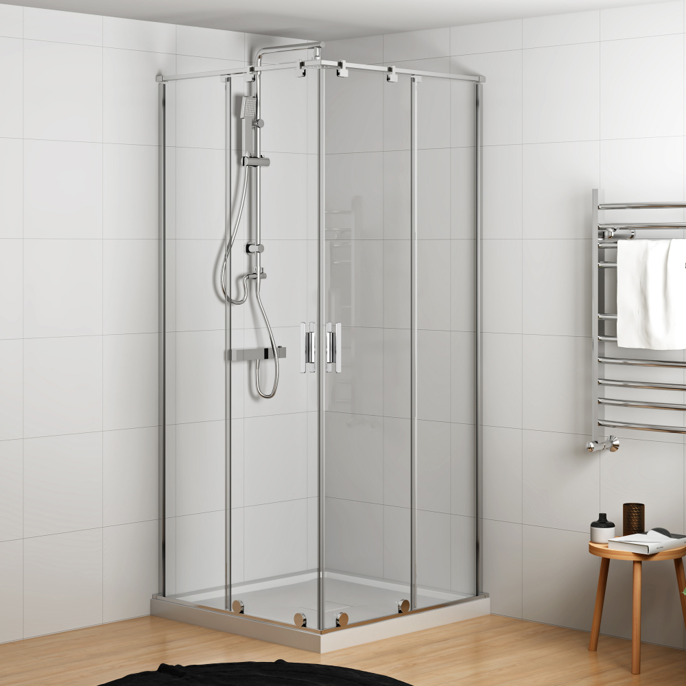 K762 Minimal slim corner entry sliding shower door